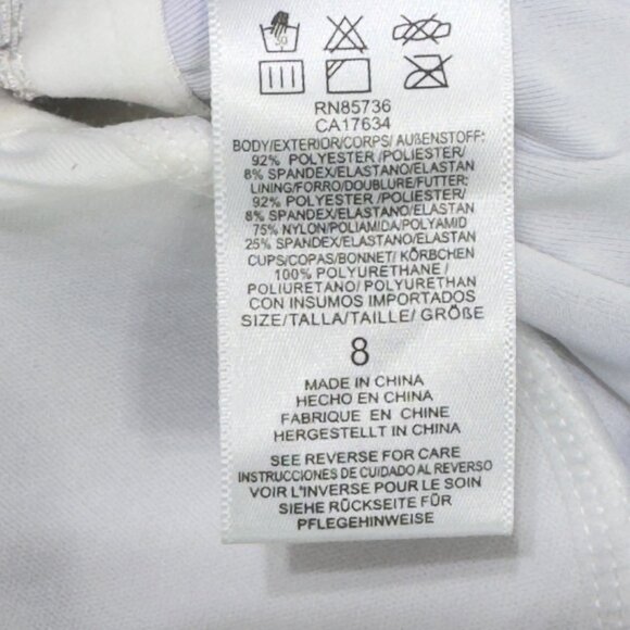 GABOR Women's Swimsuit 1 Piece Blue White Geometric Hydrofinity Fabric Size 8 - Picture 7 of 9